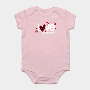 Love Life Flannel Heart Nurse Life Baby Bodysuit